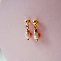 Обеци с естествени перли в розов цвят, снимка 2 - Обеци - 27468167