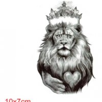 Лъв Кралска корона черно бял временна татуировка татос татус Tattoo, снимка 2 - Други - 31123642