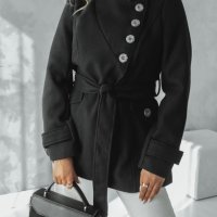 Елегантно палто с копчета в черно , снимка 2 - Палта, манта - 42292095