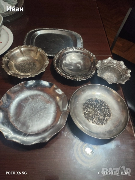Посребрени чинии 6броя, снимка 1