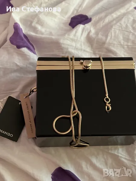 Уникално ново елегантно официално парти черно огледално куфарче чанта Манго  Mango етикет , снимка 1