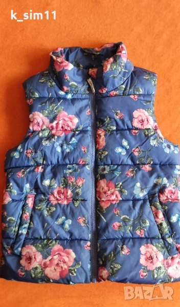 Син елек на цветя, грейка с подплата на точки на Next за 7-8 г., снимка 1