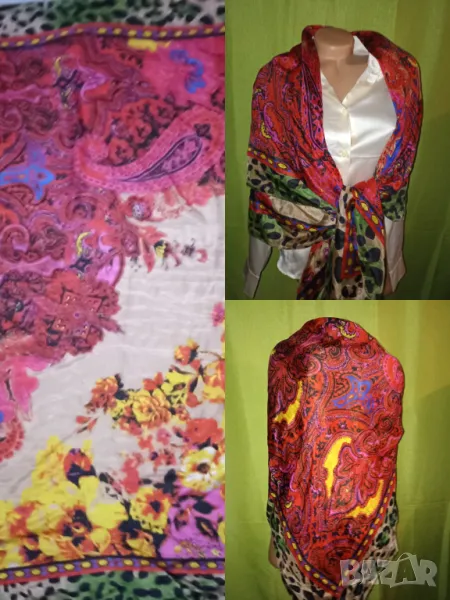 Голям шал от естествена коприна 130/130 см, снимка 1