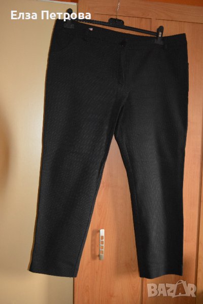 Пролетно-есенен черен панталон на бежови точки, снимка 1