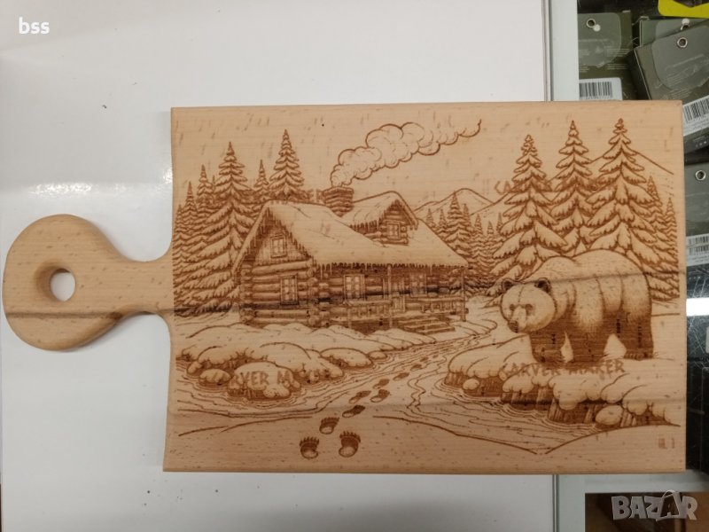 Дъска за рязане на мезета с мечка, снимка 1