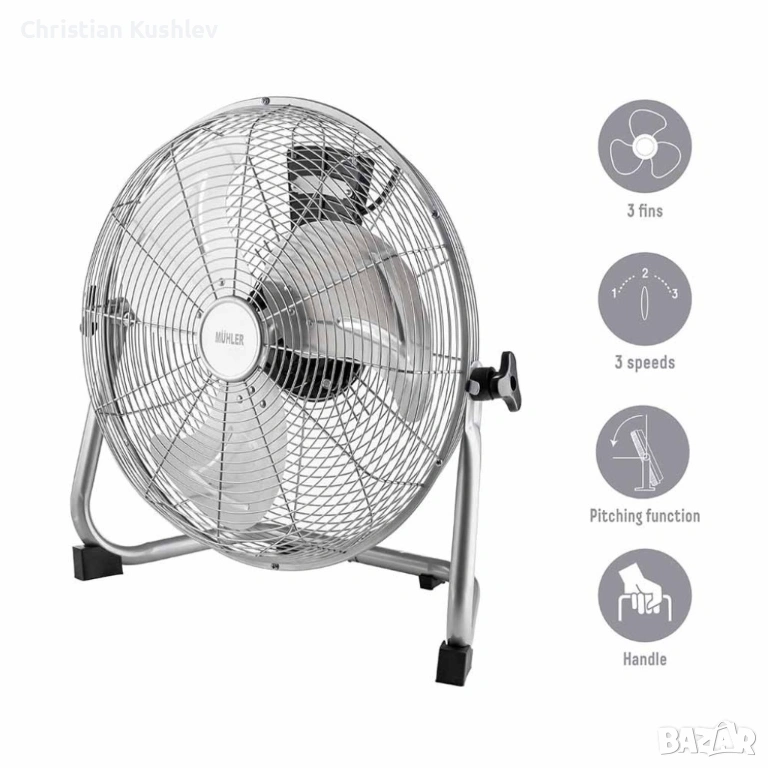 Вентилатор подов Muhler, 60W, индустриален, метален, снимка 1
