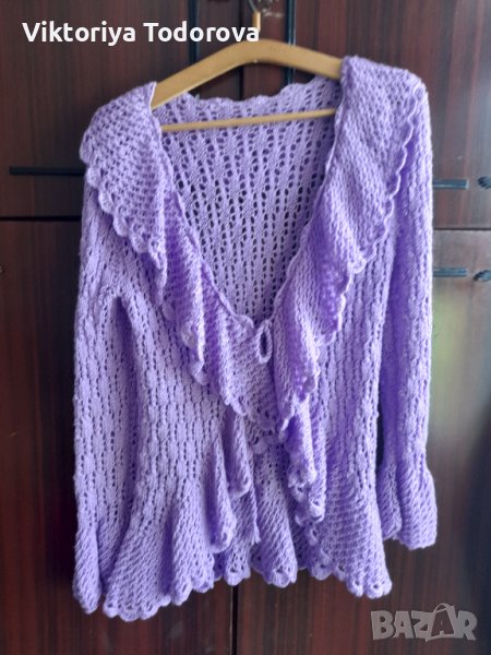 Лилава жилетка-ръчно плетиво , снимка 1