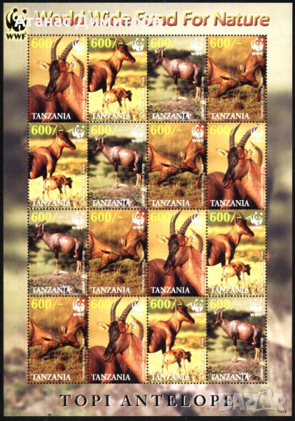 Чисти марки в малък лист WWF Фауна Антилопи 2006 от Танзания, снимка 1