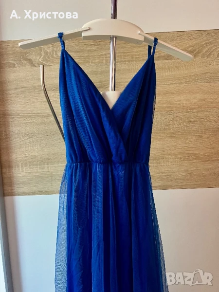 Дълга официална тъмно синя рокля, снимка 1