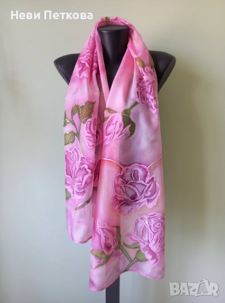 Рисуван копринен шал РОМАНТИКА 2, снимка 1