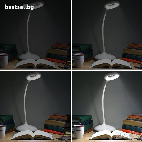 Стилна и мощна акумулаторна настолна нощна лампа с LED осветление мощност 9W три режима на сила на с, снимка 1