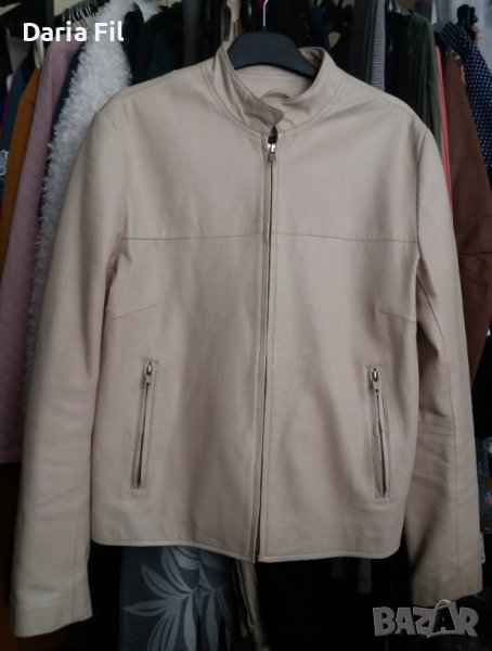 Дамско яке от ЕСТЕСТВЕНА кожа в цвят слонова кост, снимка 1