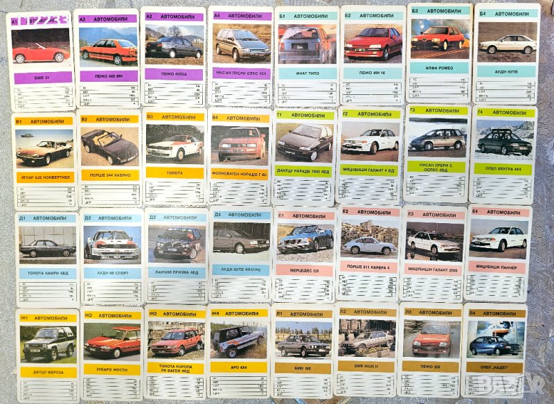 Карти с коли от 80-те, снимка 1