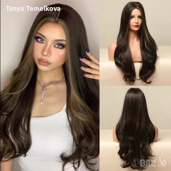 Дълга на вълни кафява перука, снимка 1
