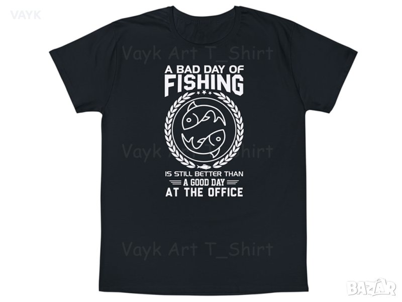 Тениска с декоративен печат - Bad Day Of Fishing, снимка 1