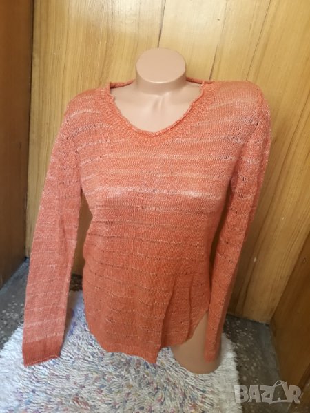 Оранжева прозрачна блуза плетиво Л, снимка 1