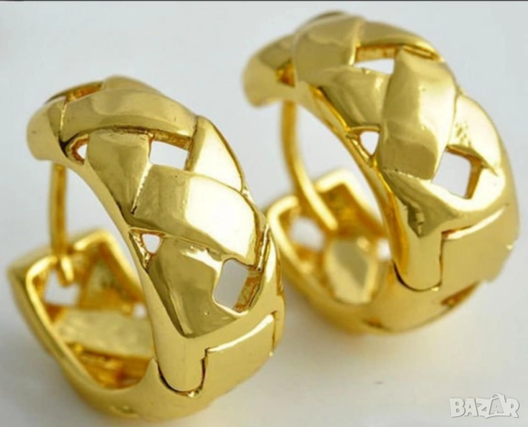 Блестящи сплетени обеци от 9к попълнено злато 15 лв, снимка 1