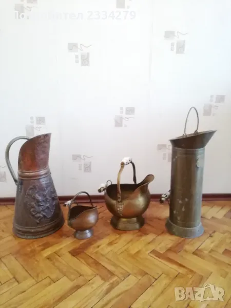 Стари съдове, орнаментирани кофи за камина. , снимка 1