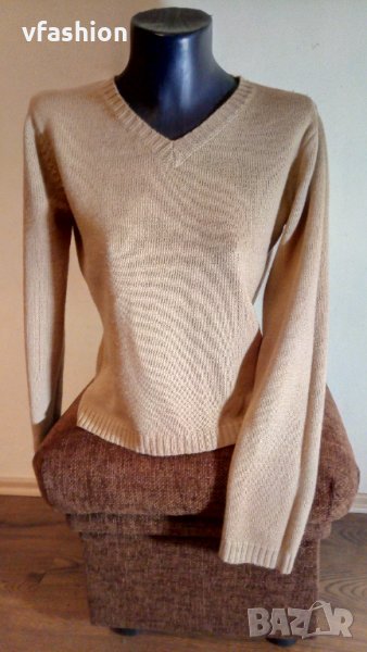 Вълнен пуловер BSK, бежев, снимка 1