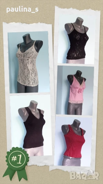 Пет различни броя / Бюстие тип потник с дантела , снимка 1