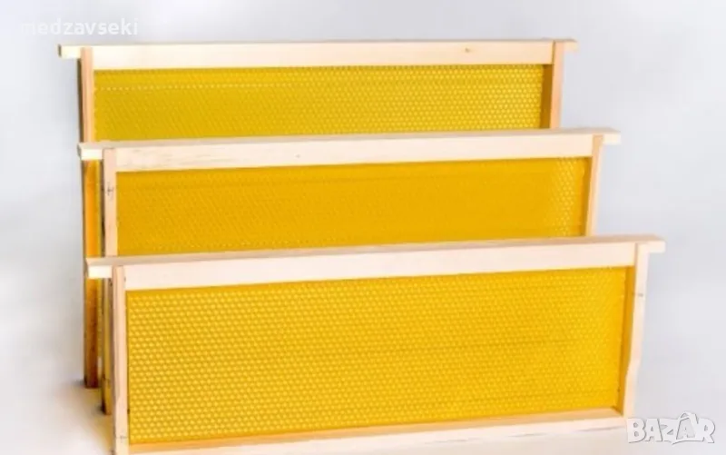 Пчелни рамки обтелени с иноксова тел, Восъчни основи,залепени рамки с  тежки восъчни основи, снимка 1