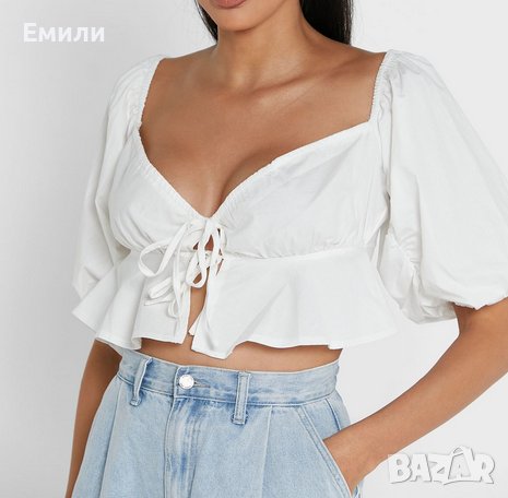 Public Desire топ с връзки и буфан ръкави р-р M - нов с етикет, снимка 1