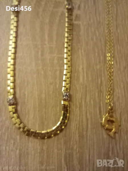 Позлатено колие, позлатен ланец с цирконий , снимка 1