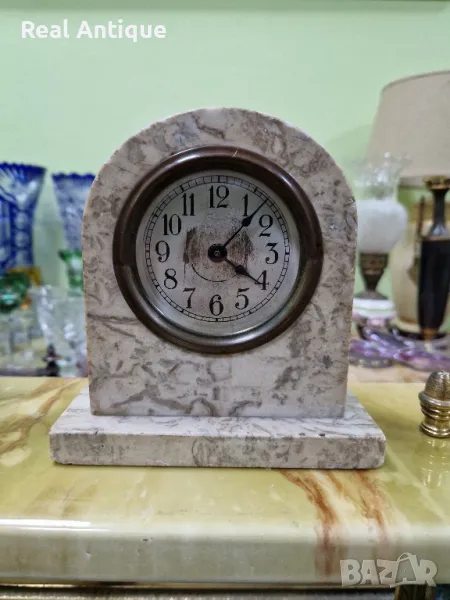 Стар рядък антикварен колекционерски френски настолен механичен часовник , снимка 1