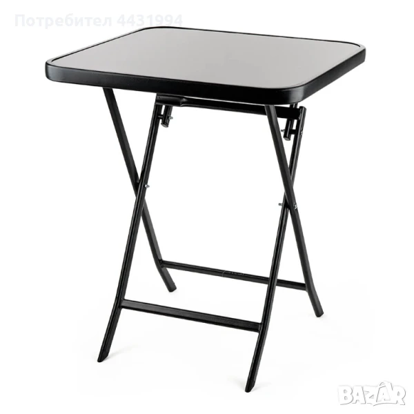 Маса Muhler 60x60x74cm, сгъваема, стъклен плот, снимка 1