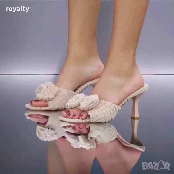 Чехли на ток - бежови, снимка 1