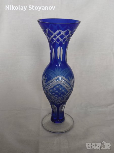 Синя Кристална ваза, снимка 1