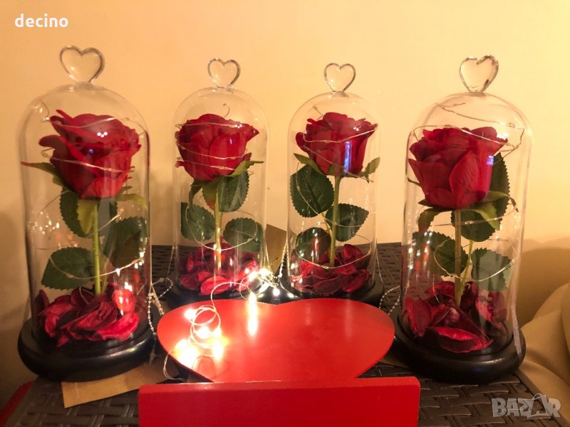 Стъкленица с вечна роза / Св.Валентин / Мече от вечни рози, снимка 1
