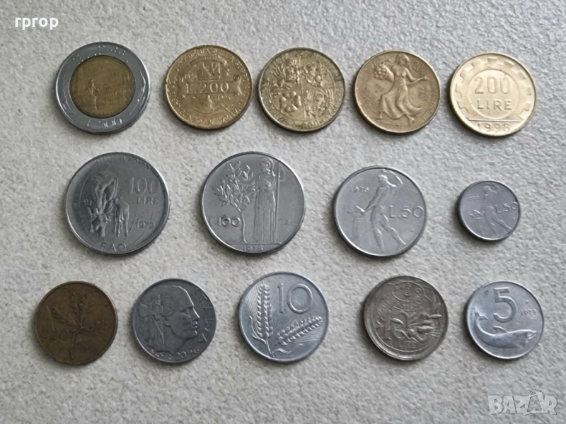 Италия. 5,10,20,50,100,200 и 500 лири. 14 бройки. Различни., снимка 1