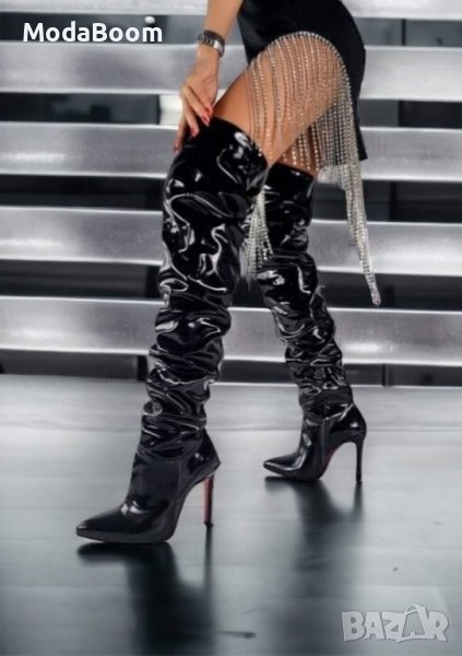 Чизми на ток - лак, снимка 1