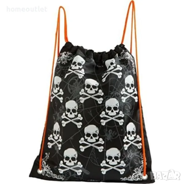 Текстилна мешка с черепи AMSCAN BACKPACK TREAT SACK (35X43), снимка 1