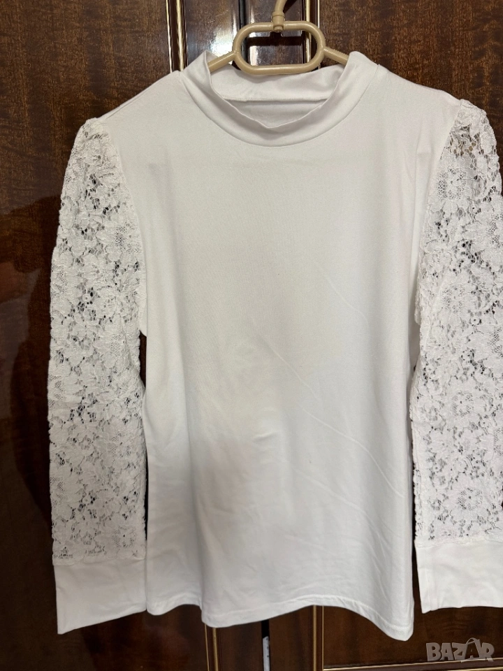 Дамска блуза с дантелени ръкави, снимка 1