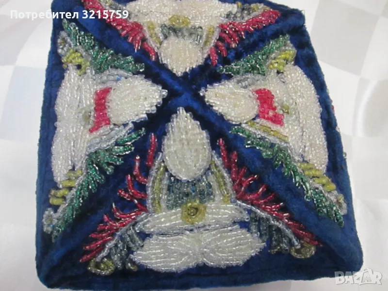 Винтидж ръчно бродирана шапка с мъниста, тюбетейка, снимка 1