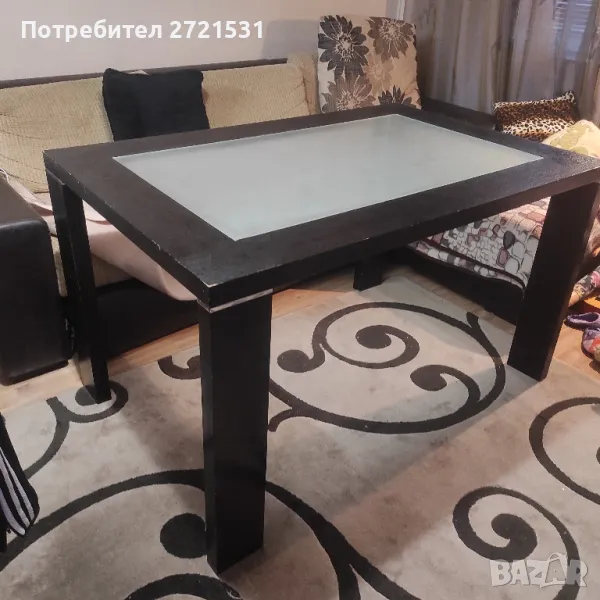 Масивна трапезна маса цвят Венге, снимка 1