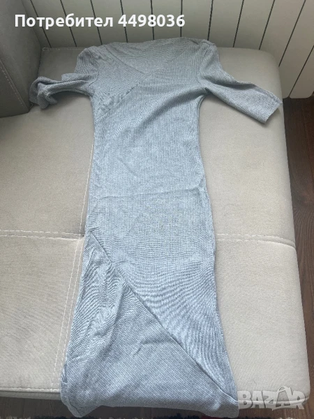 Дълга рокля, къс ръкав, сива, снимка 1