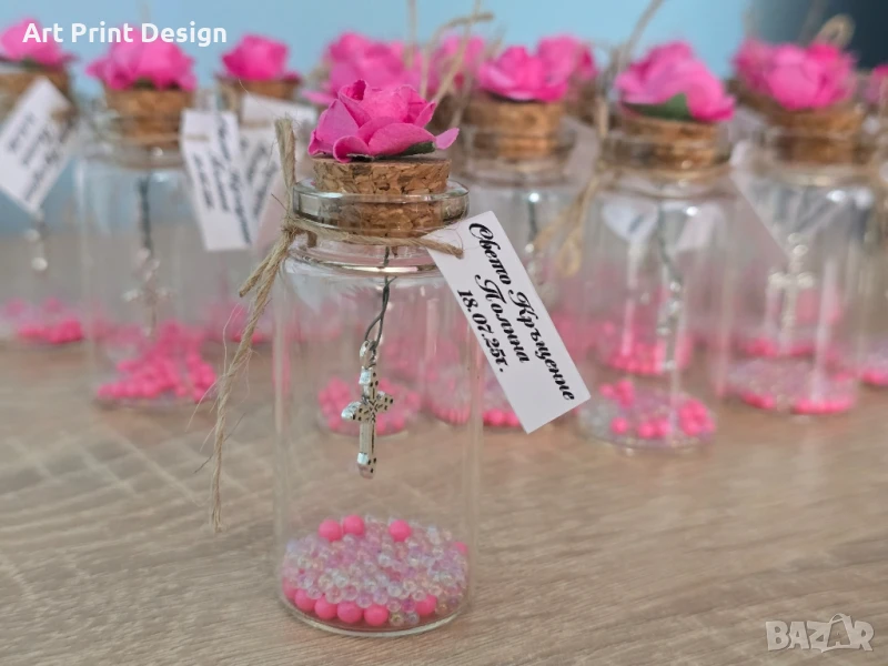 Сувенири Стъкленица за кръщене, рожден ден, юбилей, сватба,погача, снимка 1