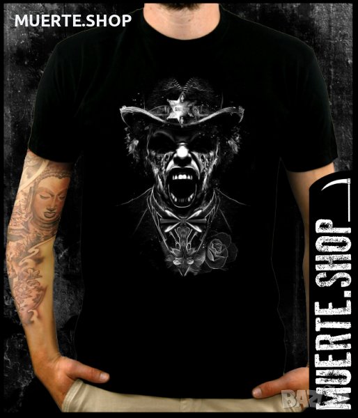 Черна тениска с щампа BAD SHERIFF, снимка 1