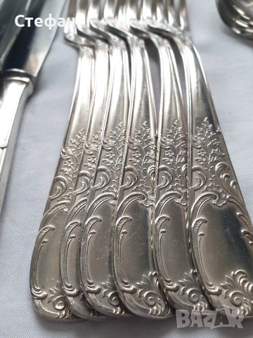 Комплект посребрени прибори, снимка 5 - Антикварни и старинни предмети - 52452047