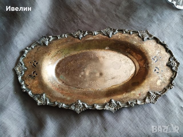 посребрена месингова чиния,плато арт деко , снимка 1 - Антикварни и старинни предмети - 29575999