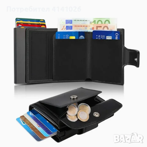 Мъжки кожен портфейл - Със защита срещу кражба - RFID защита, снимка 4 - Портфейли, портмонета - 50839904