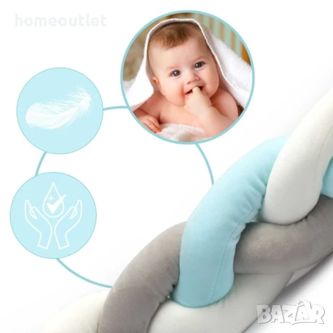 ПРОМОЦИЯ Протектор за бебешко легло, сиво и синьо X0012R3DX9, снимка 4 - Други - 50793409