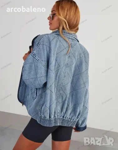 Ликвидация! Дамско дънково ватирано памучно яке с дебели ревери и с двоен джоб - Доставка 24 часа , снимка 3 - Якета - 48070659