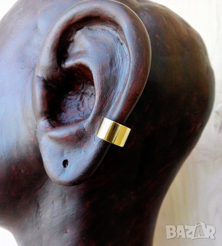 Унисекс обеца маншет -- 24-каратово златно покритие, снимка 9 - Обеци - 40005984