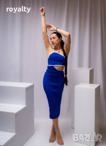 Стилна синя дамска рокля 