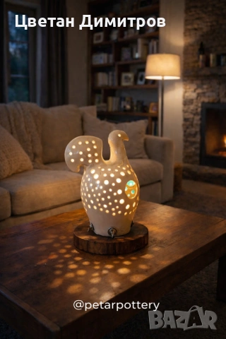 Изцяло ръчно изработена керамична лампа, авторска , снимка 2 - Декорация за дома - 53934953