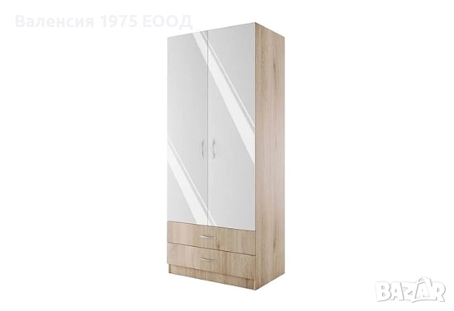 Двукрил гардероб с чекмеджета Сити 1008 сонома, орех адмирал или комбинация бяло/ арвен, снимка 9 - Гардероби - 20978369